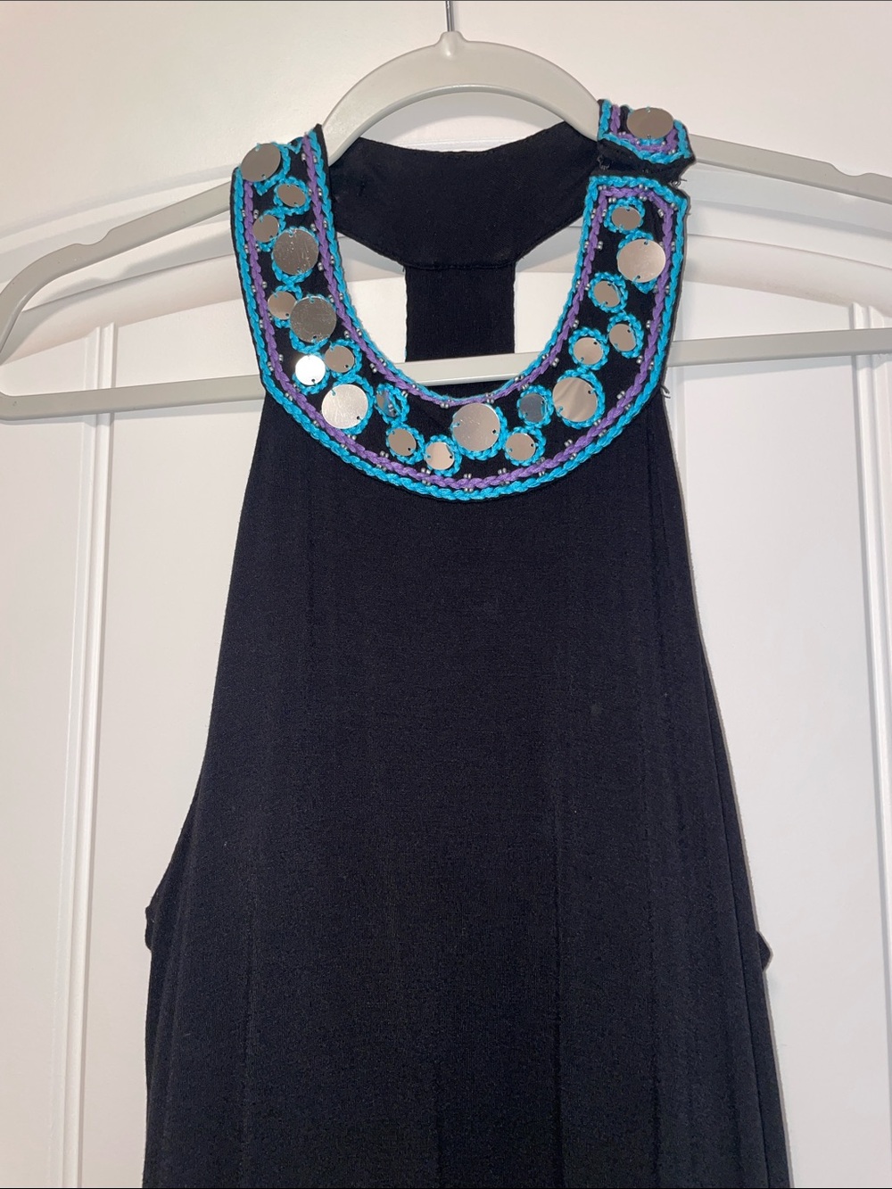 INC International Concepts Black Mini Dress with Mirrored Beaded Trim Small
